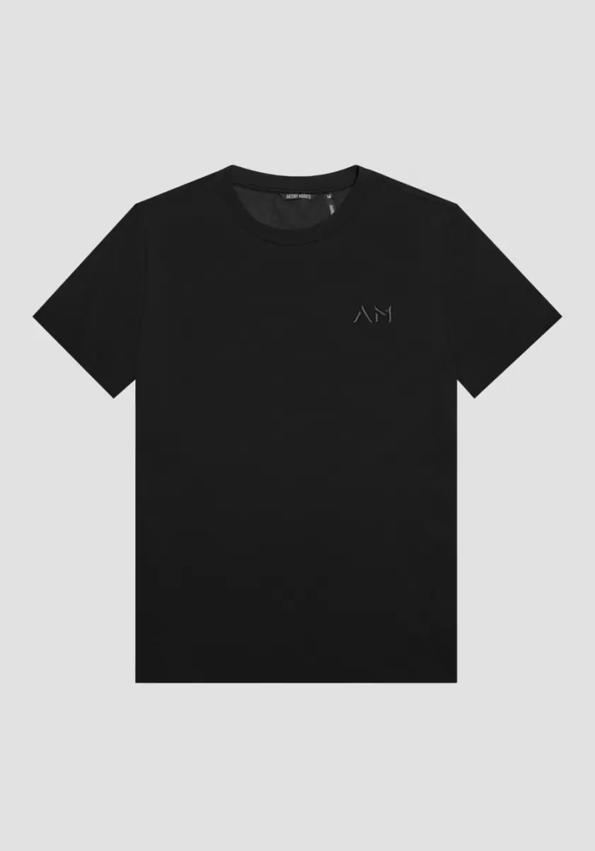 Camiseta Over Fit De Puro Algodón Con Logotipo Bordado Antony Morato Hombre Camisetas Y Polo Negro Vender - 2