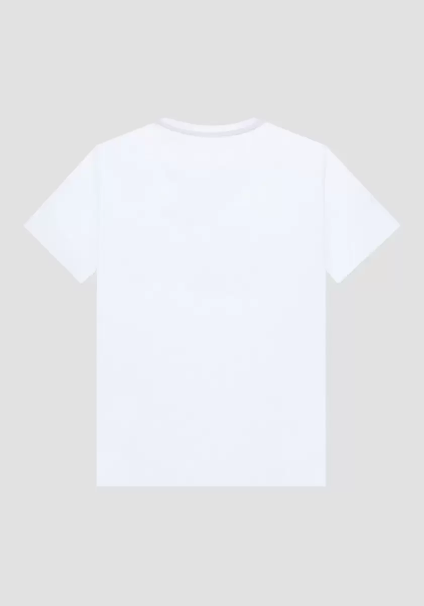 Hombre Nuevo Producto Antony Morato Camiseta Super Slim Fit De Algodón Elástico Con Logotipo En Relieve Camisetas Y Polo Blanco - 4