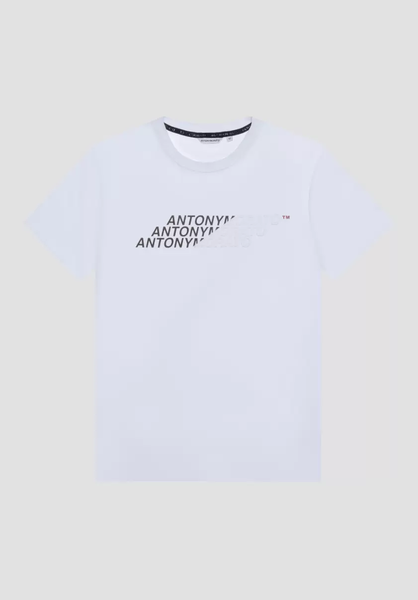 Antony Morato Hombre Ultimo Modelo Crema Camisetas Y Polo Camiseta Regular Fit De Algodón Con Logotipo Estampado De Efecto Gomado - 2