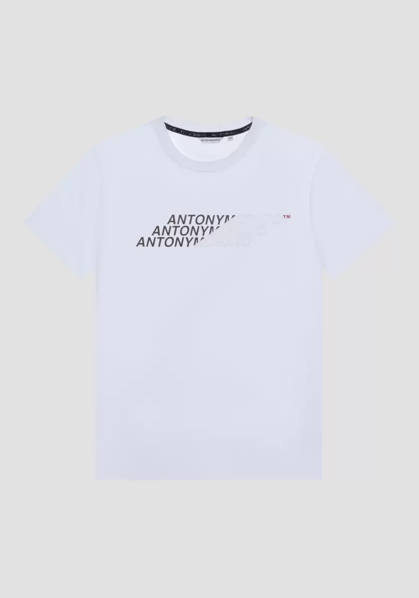 Antony Morato Hombre Ultimo Modelo Crema Camisetas Y Polo Camiseta Regular Fit De Algodón Con Logotipo Estampado De Efecto Gomado