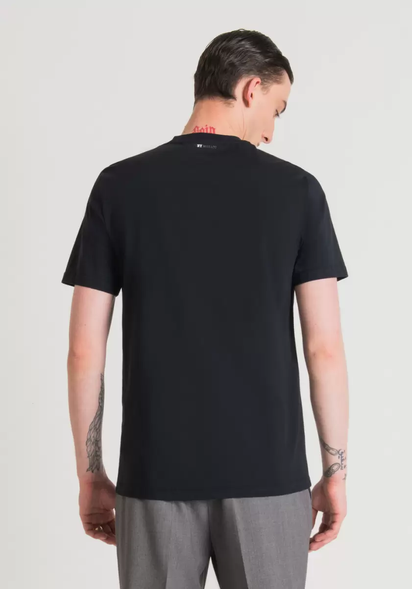Antony Morato Venta Camiseta Regular Fit 100 % De Algodón Suave Con Estampado De Pantera Hombre Tinta Azul Camisetas Y Polo - 1