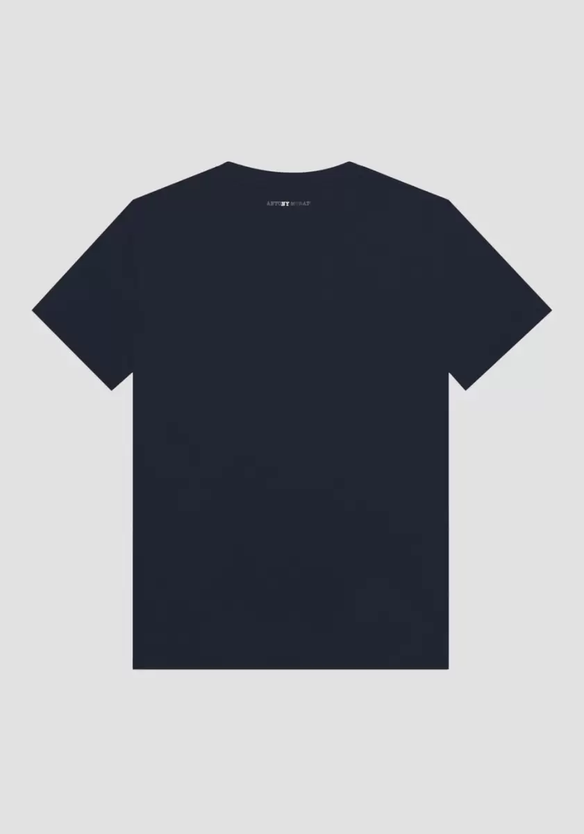 Antony Morato Venta Camiseta Regular Fit 100 % De Algodón Suave Con Estampado De Pantera Hombre Tinta Azul Camisetas Y Polo - 4