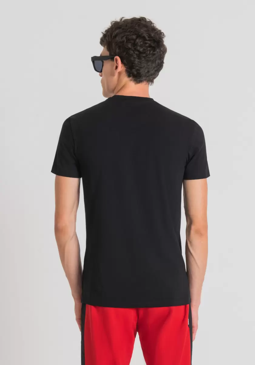 Hombre Camisetas Y Polo Antony Morato Camiseta Super Slim Fit De Algodón Elástico Con Estampado Frontal Negro Precio De Descuento - 1