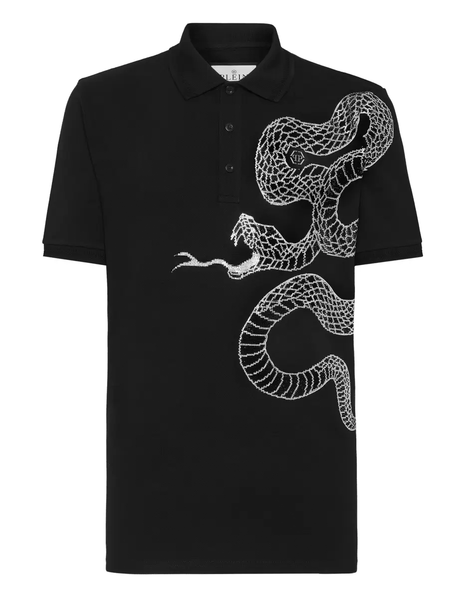 Philipp Plein Slim Fit Polo Shirt Ss Snake Tienda Online Camisetas Black Hombre