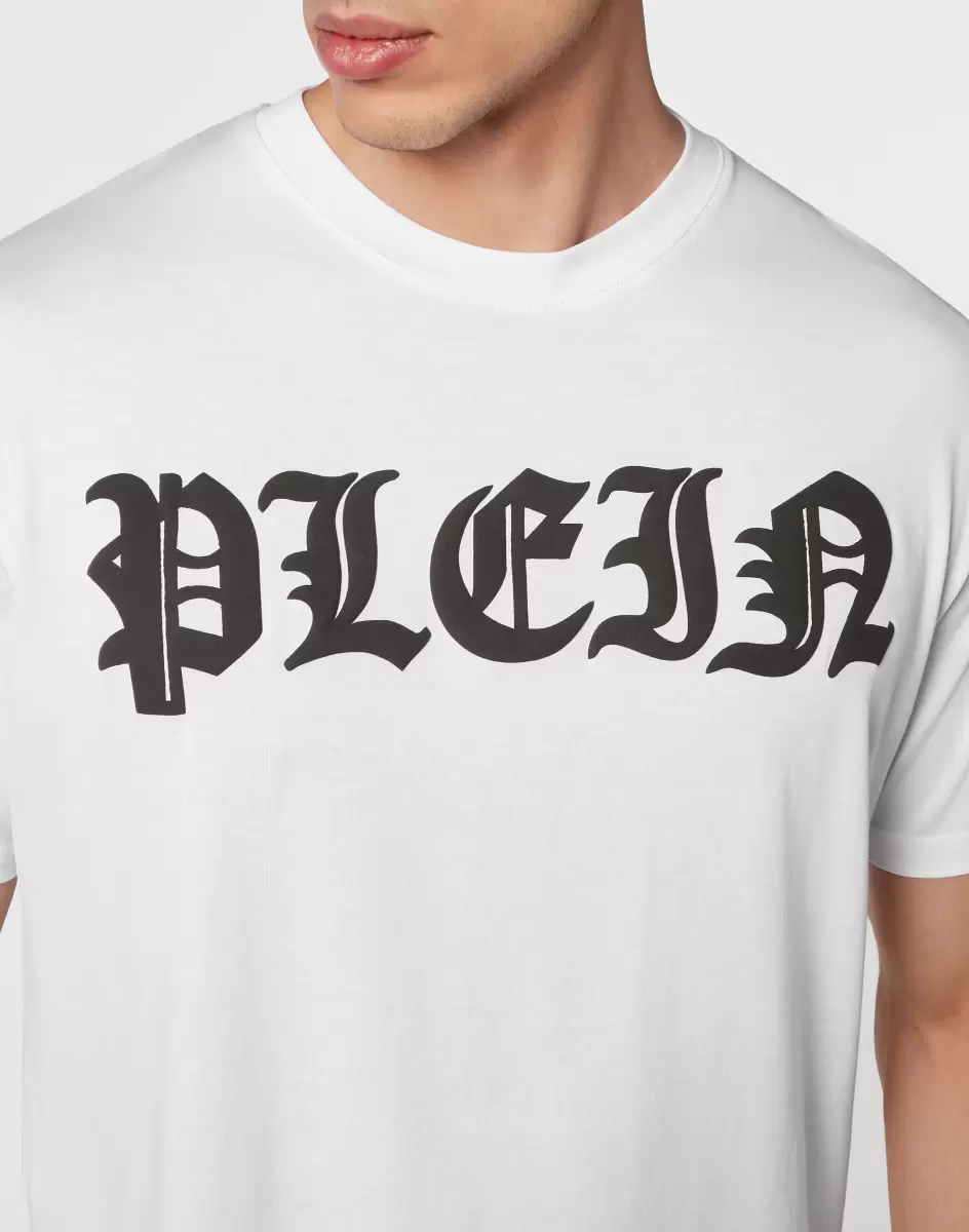 Precio De Descuento T-Shirt Round Neck Ss Gothic Plein White Philipp Plein Camisetas Hombre - 4