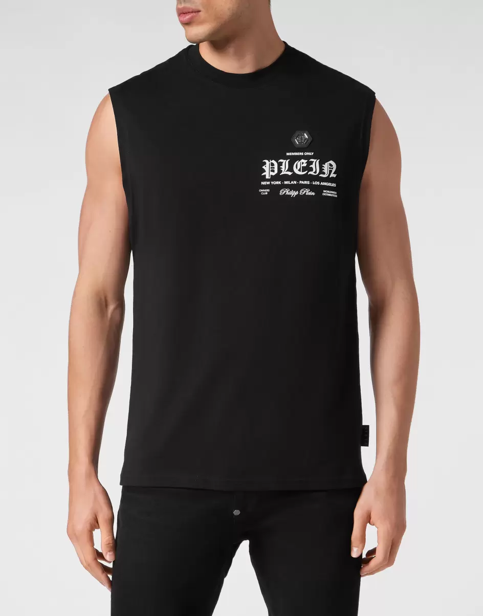 Nuevo Producto Philipp Plein Hombre Black Camisetas Sleeveless T-Shirt Round Neck - 1
