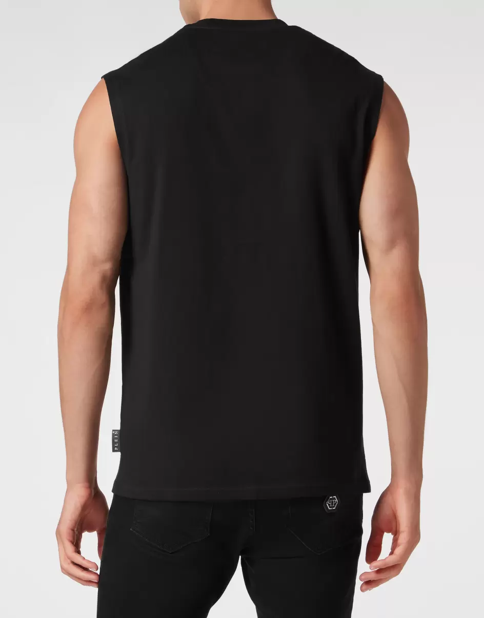 Nuevo Producto Philipp Plein Hombre Black Camisetas Sleeveless T-Shirt Round Neck - 2