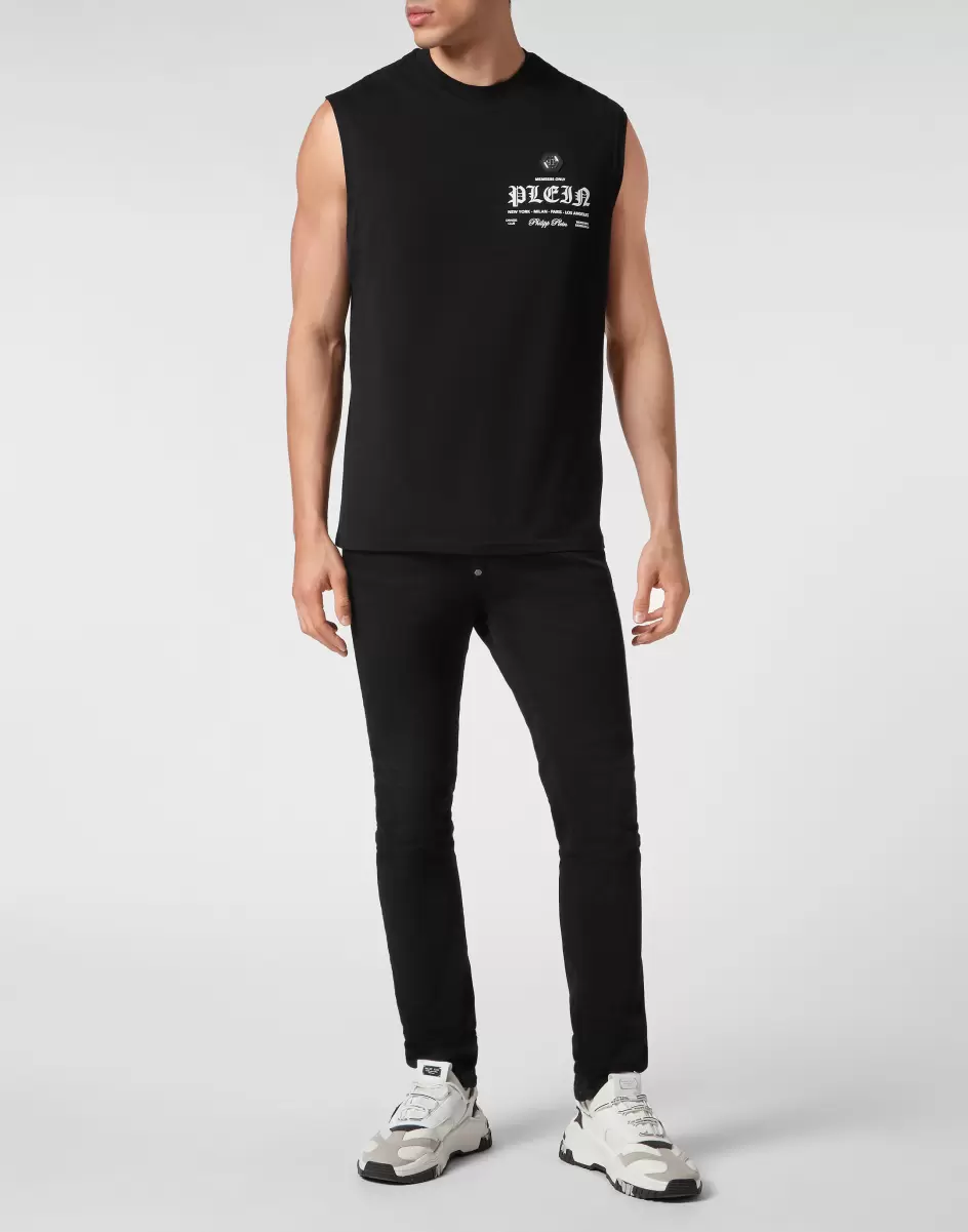 Nuevo Producto Philipp Plein Hombre Black Camisetas Sleeveless T-Shirt Round Neck - 3