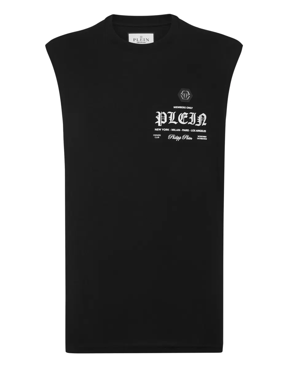 Nuevo Producto Philipp Plein Hombre Black Camisetas Sleeveless T-Shirt Round Neck