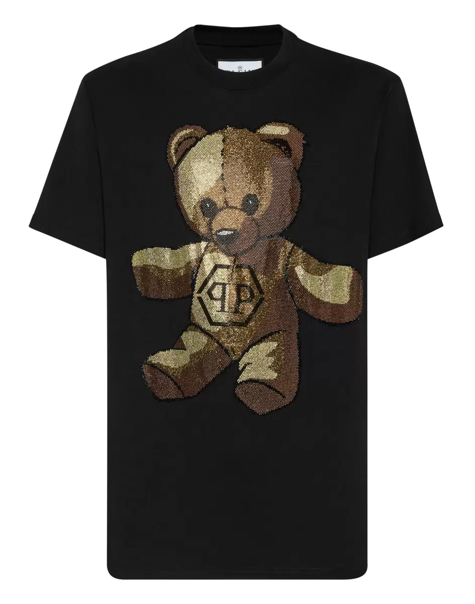 Camisetas Promoción Philipp Plein Black T-Shirt Round Neck Ss Teddy Bear Hombre