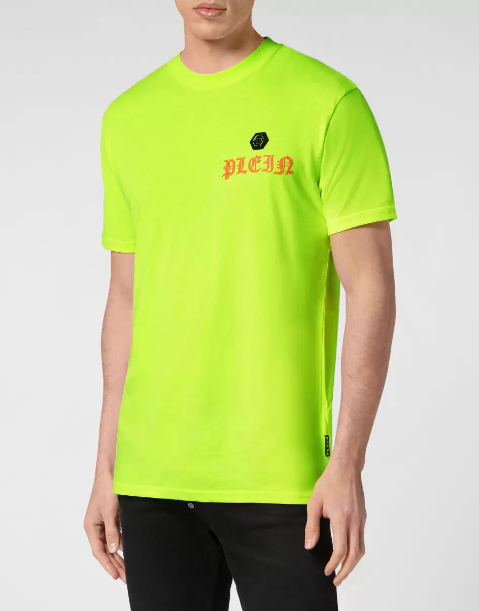 T-Shirt Round Neck Ss Hombre Philipp Plein Camisetas Productos Recomendados Yellow Fluo - 1