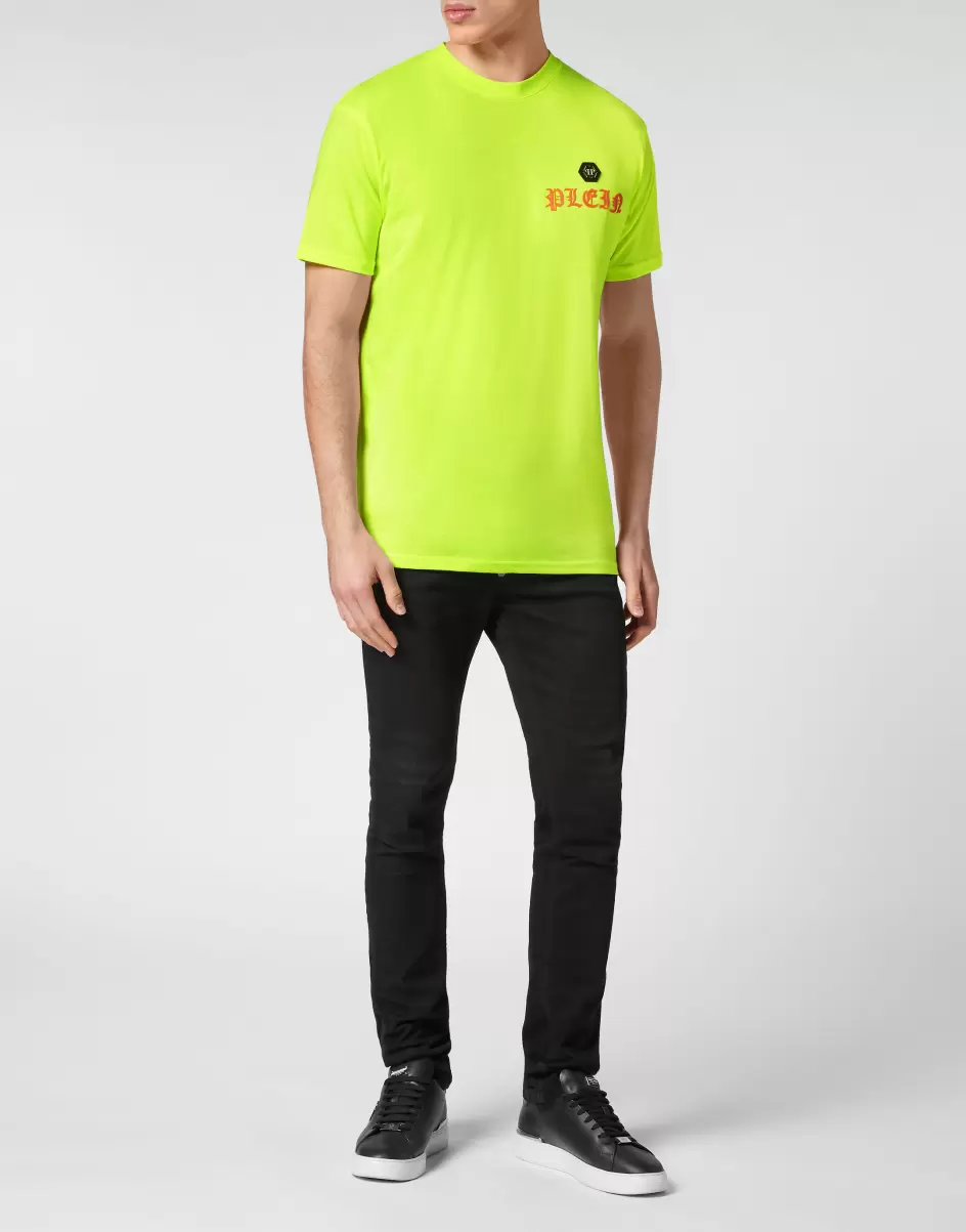 T-Shirt Round Neck Ss Hombre Philipp Plein Camisetas Productos Recomendados Yellow Fluo - 3