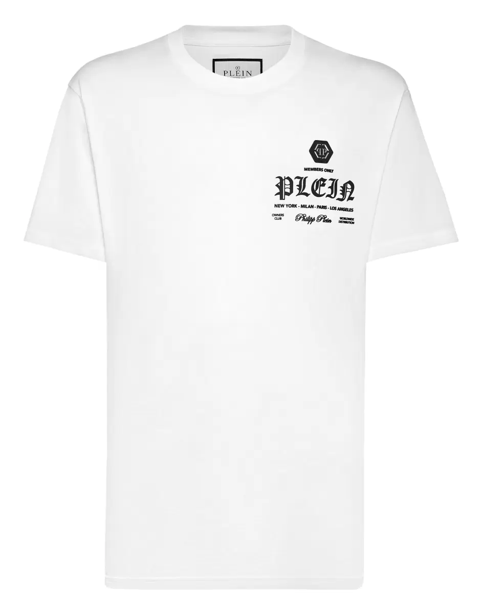 White Philipp Plein Camisetas Hombre T-Shirt Round Neck Ss Exclusivo