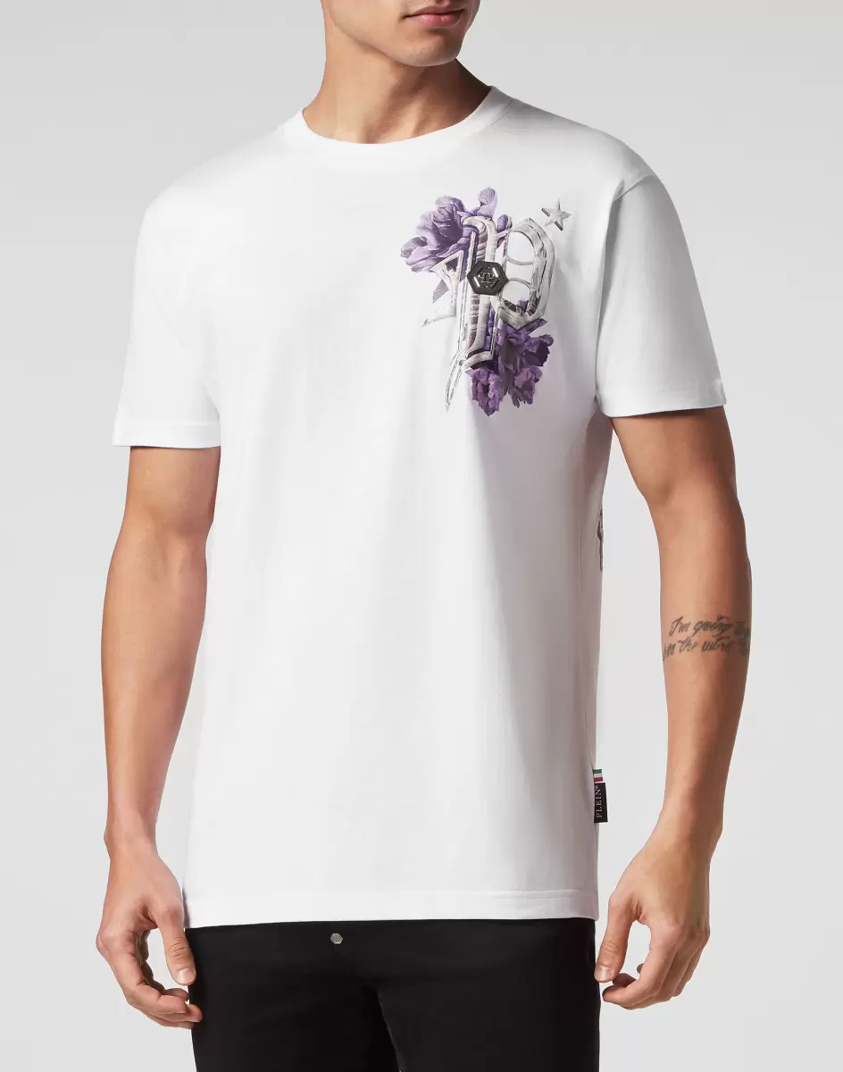 Camisetas T-Shirt Round Neck Ss Flowers Precio Al Por Mayor Philipp Plein Hombre White - 1