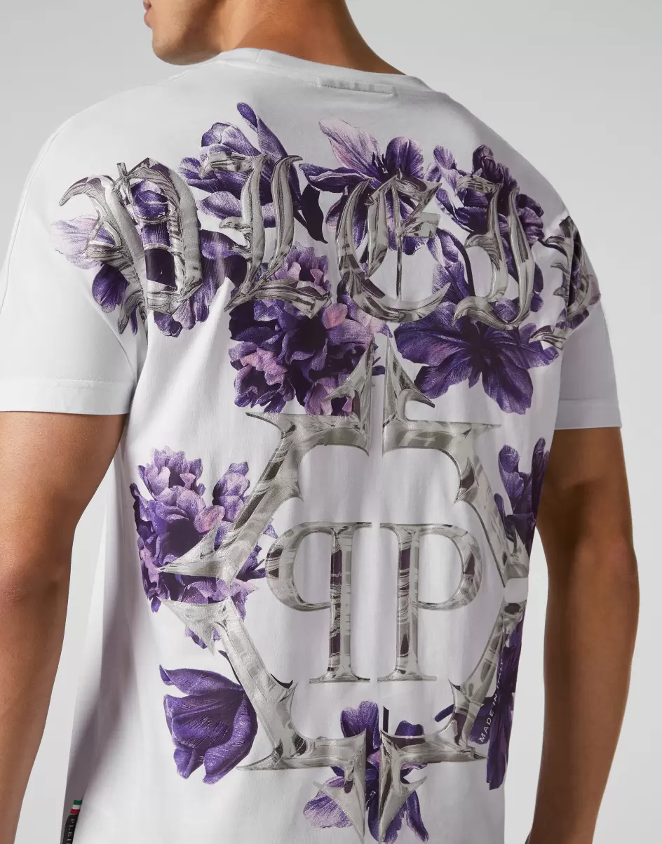 Camisetas T-Shirt Round Neck Ss Flowers Precio Al Por Mayor Philipp Plein Hombre White - 4