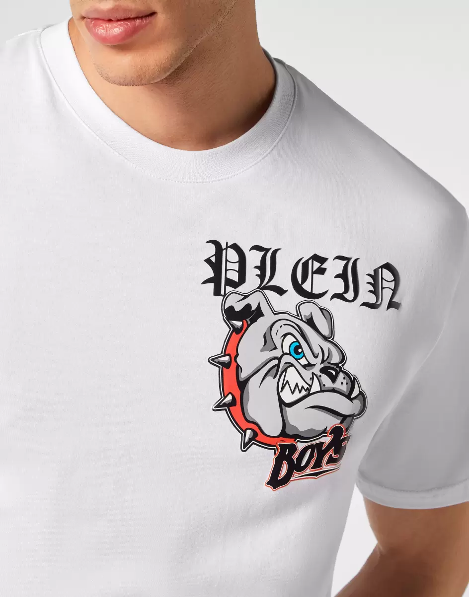 Philipp Plein Precio De Coste White Hombre Camisetas T-Shirt Round Neck Ss Bulldogs - 4