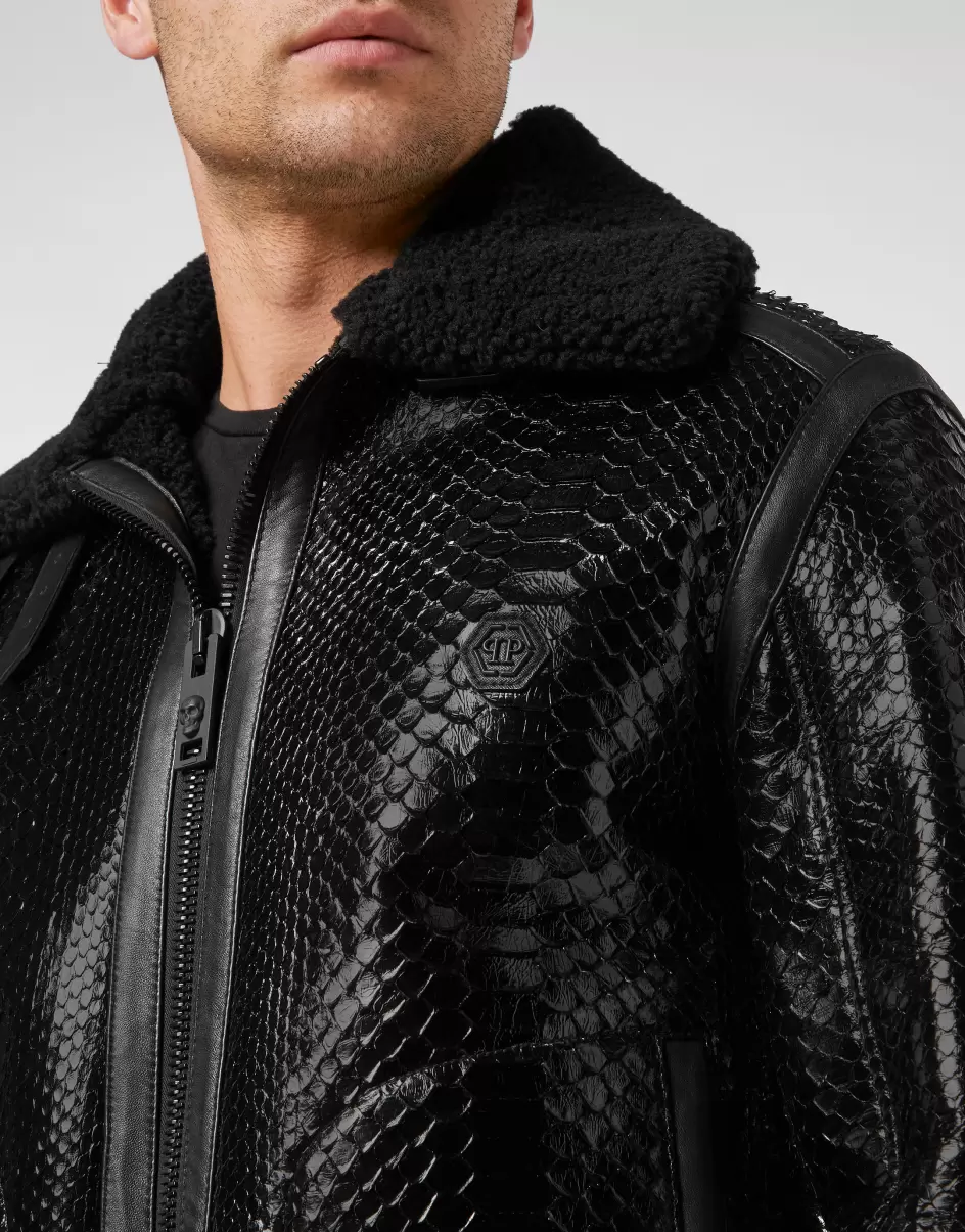 Shearling Python Jacket Black Exclusivo Hombre Ropa Exterior & Abrigos Philipp Plein - 4