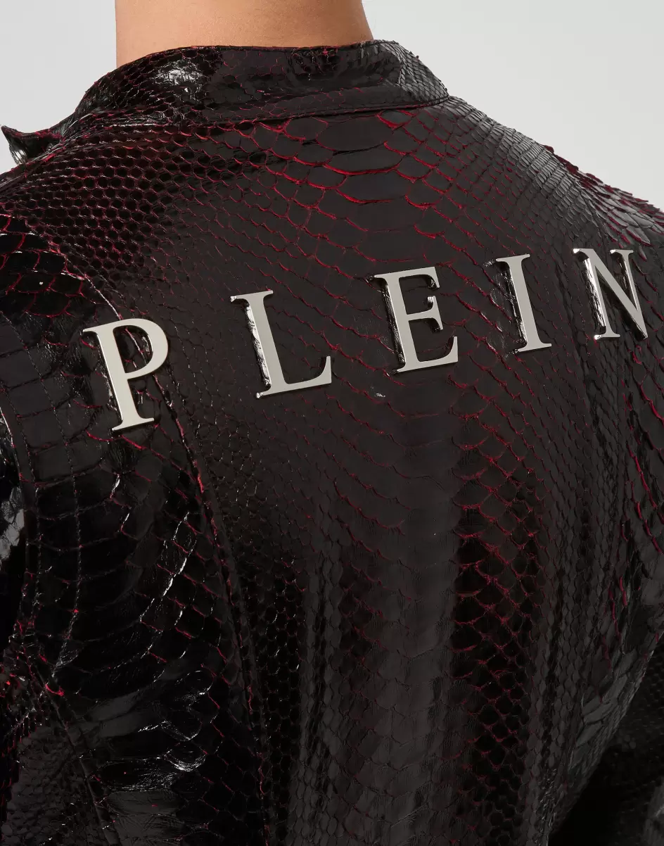 Exclusivo Hombre Philipp Plein Ropa Exterior & Abrigos Leather Biker Luxury Red - 4