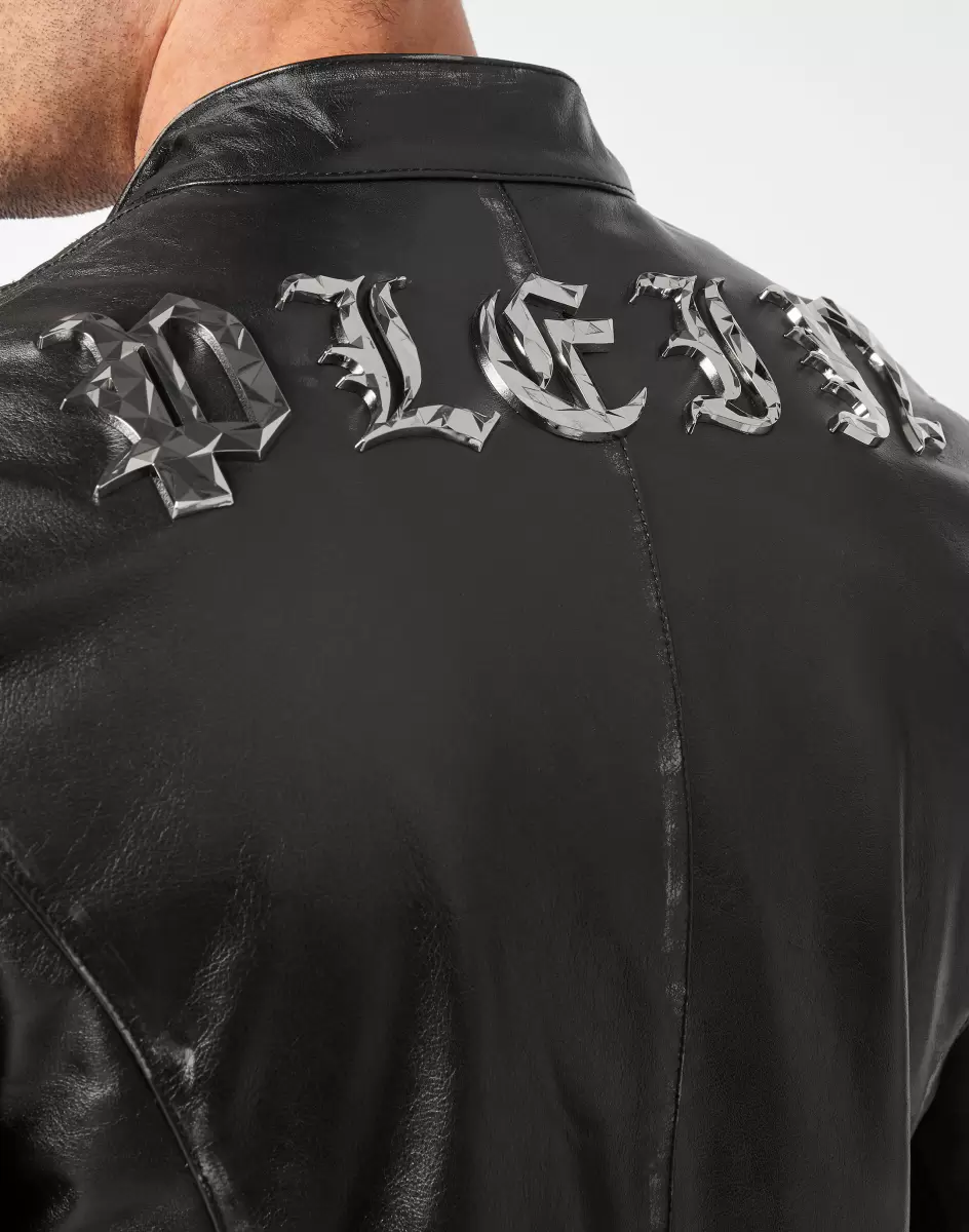 Leather Biker Jacket En Línea Hombre Black Ropa Exterior & Abrigos Philipp Plein - 4