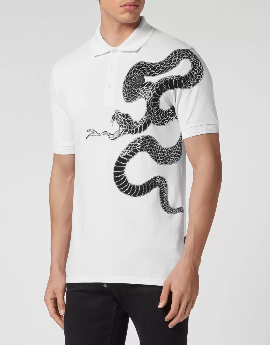Hombre White Polos Philipp Plein Diseño Slim Fit Polo Shirt Ss Snake - 1