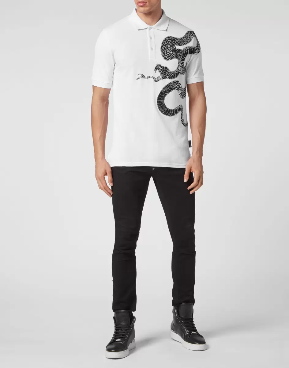 Hombre White Polos Philipp Plein Diseño Slim Fit Polo Shirt Ss Snake - 3