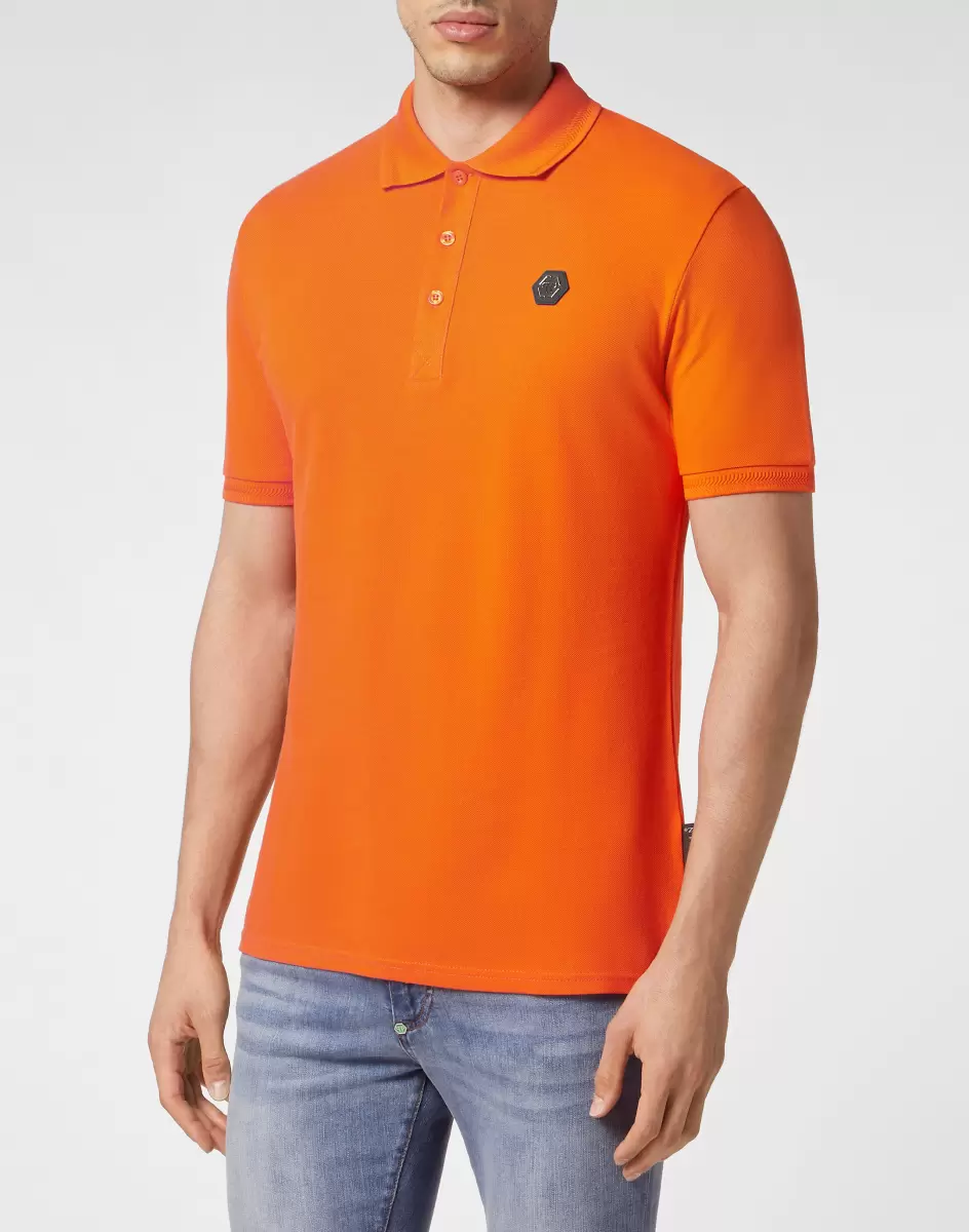 Barato Philipp Plein Polos Hombre Polo Shirt Ss Gothic Plein Orange Fluo - 1
