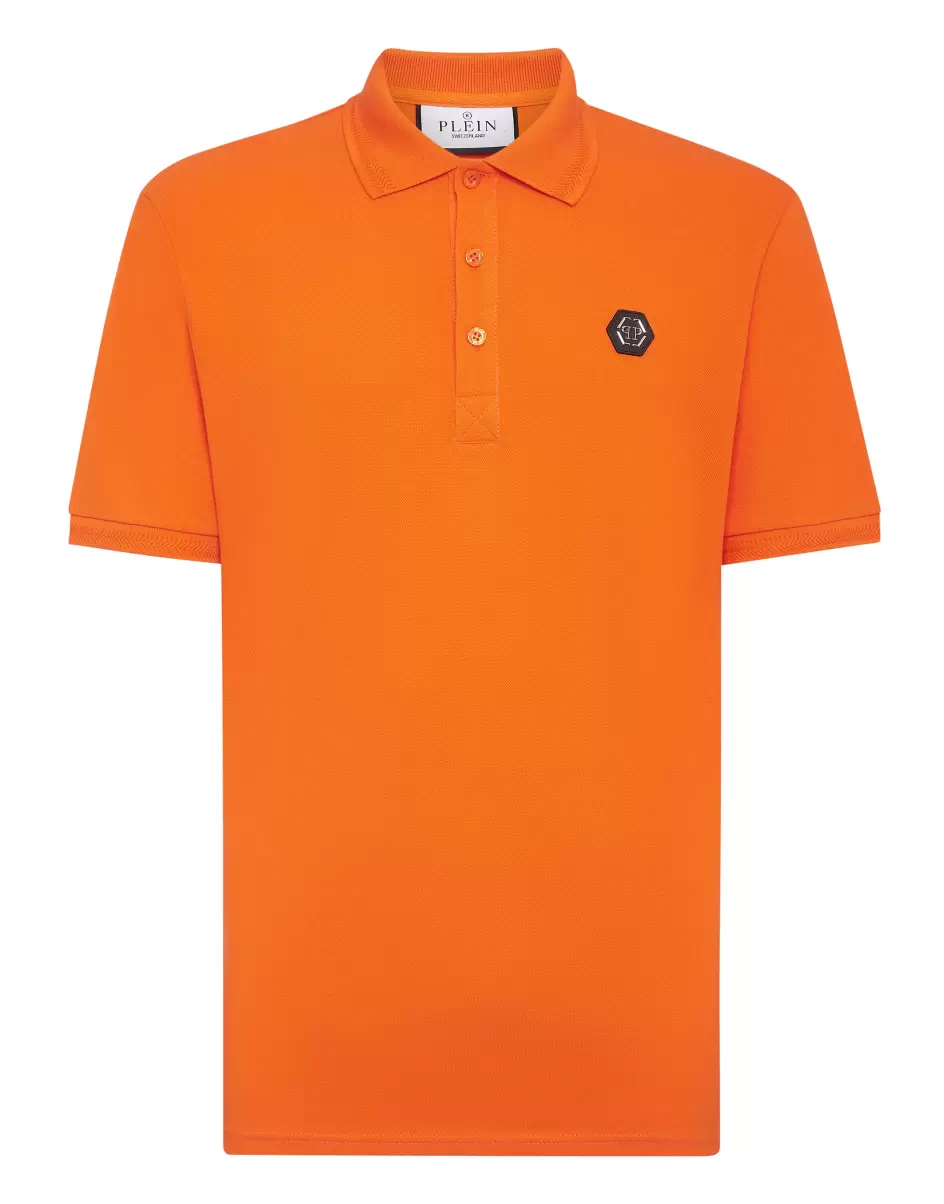 Barato Philipp Plein Polos Hombre Polo Shirt Ss Gothic Plein Orange Fluo
