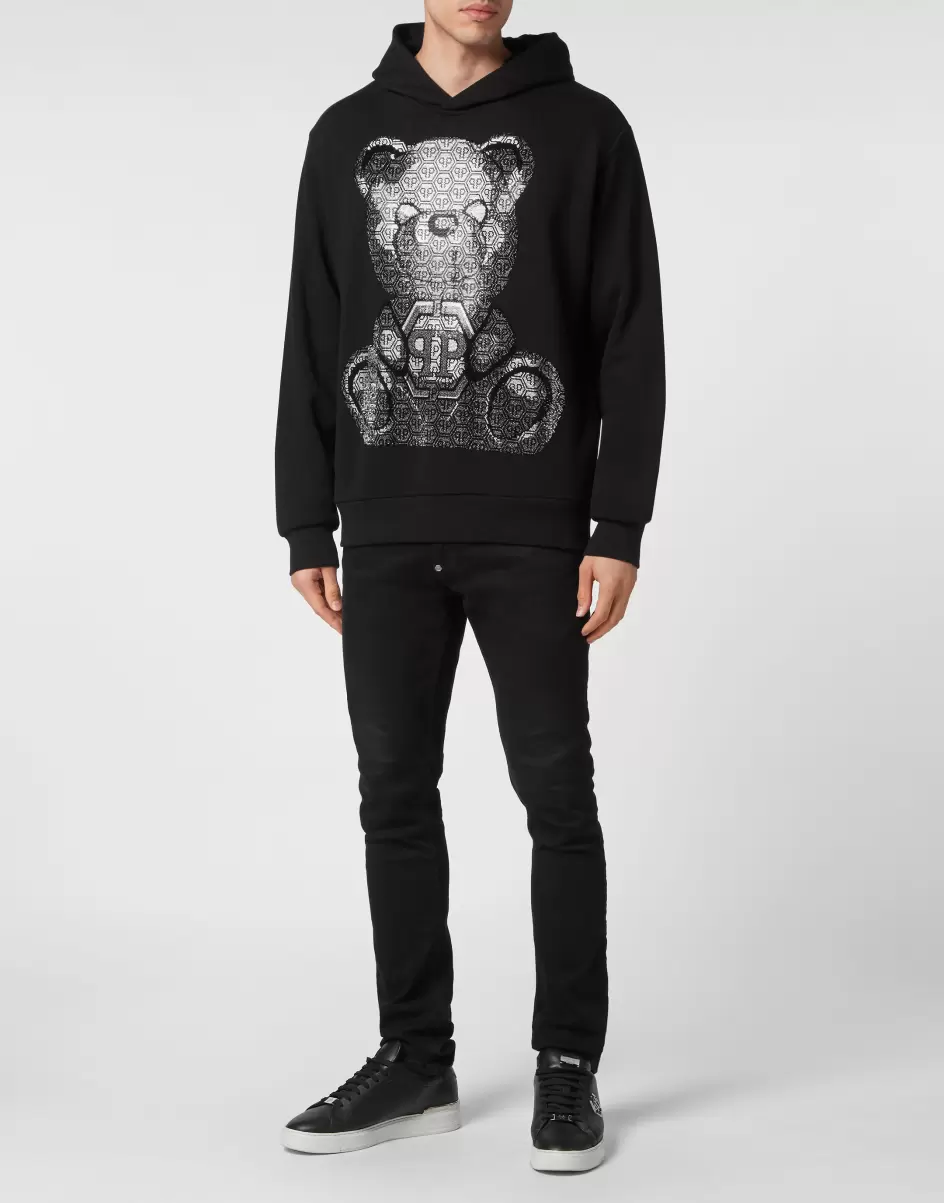 Moda Street Style Hombre Philipp Plein Hoodie Sweatshirt 3D Teddy Black Precio De Descuento - 3