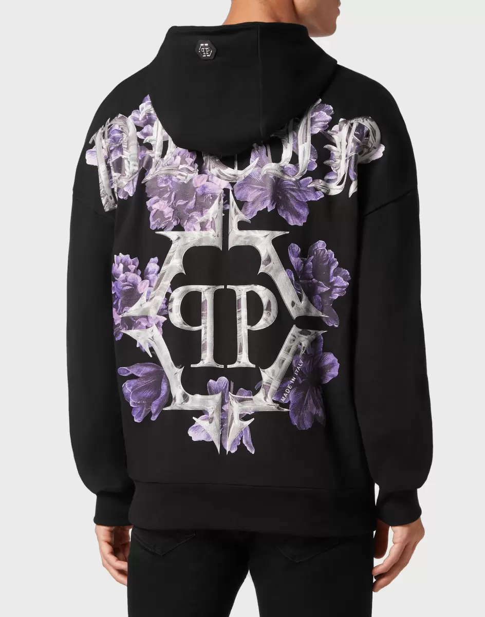 Black Moda Street Style Hombre Philipp Plein Hoodie Sweatshirt Flowers Conveniencia - 2