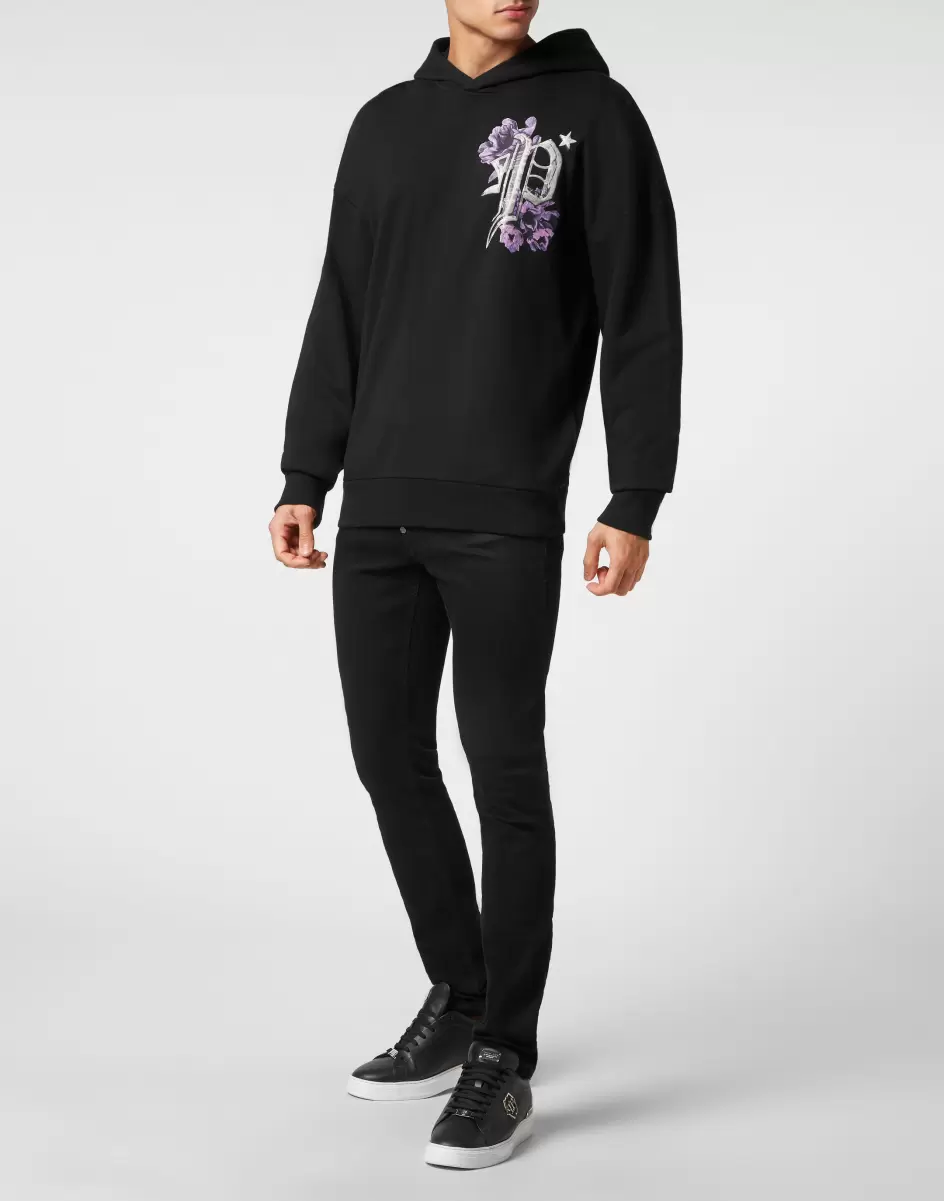 Black Moda Street Style Hombre Philipp Plein Hoodie Sweatshirt Flowers Conveniencia - 3