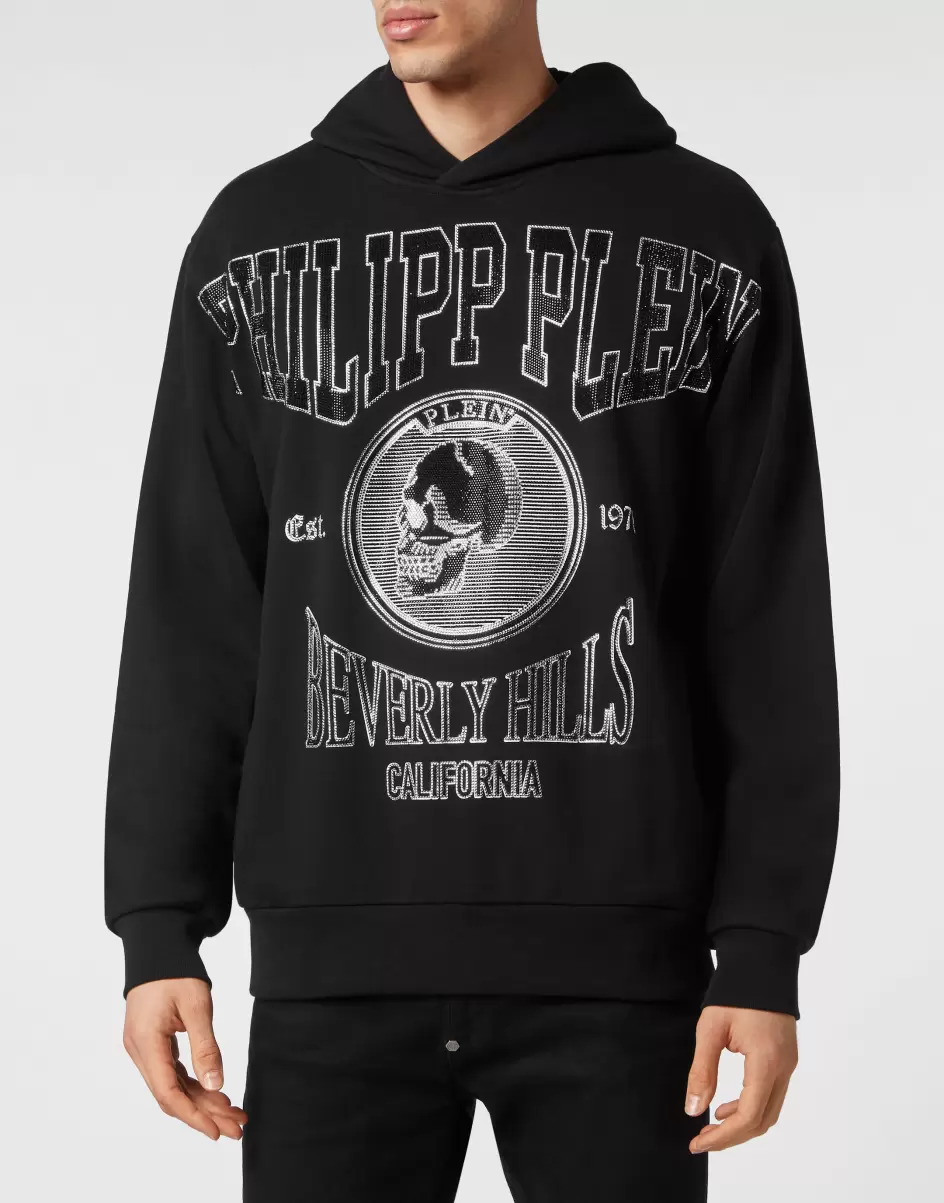 Recomendar Black Hombre Hoodie Sweatshirt With Crystals Moda Street Style Philipp Plein - 1