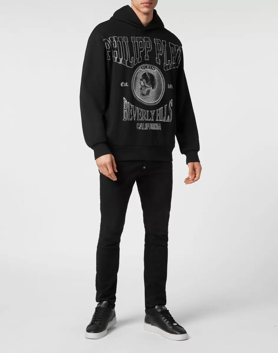 Recomendar Black Hombre Hoodie Sweatshirt With Crystals Moda Street Style Philipp Plein - 3