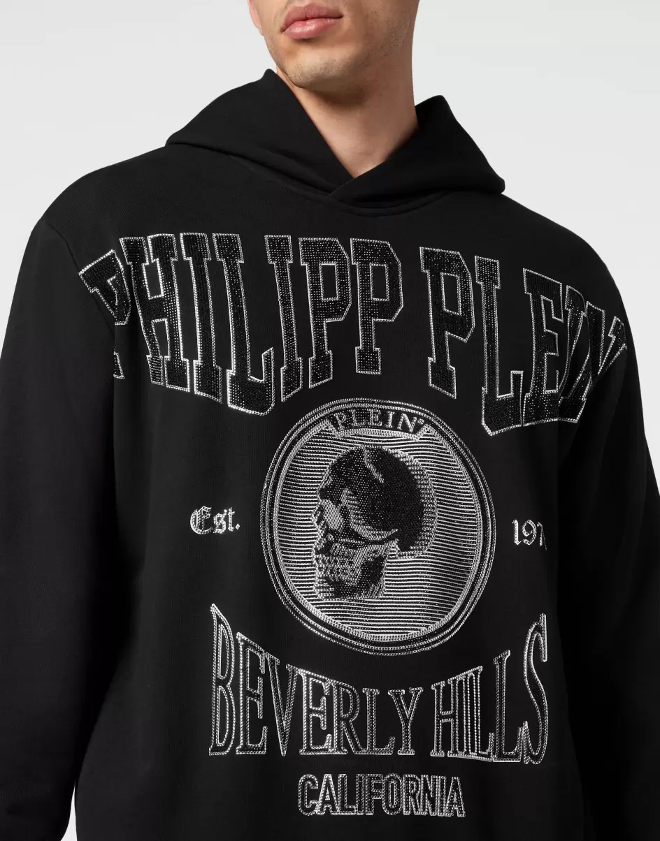 Recomendar Black Hombre Hoodie Sweatshirt With Crystals Moda Street Style Philipp Plein - 4