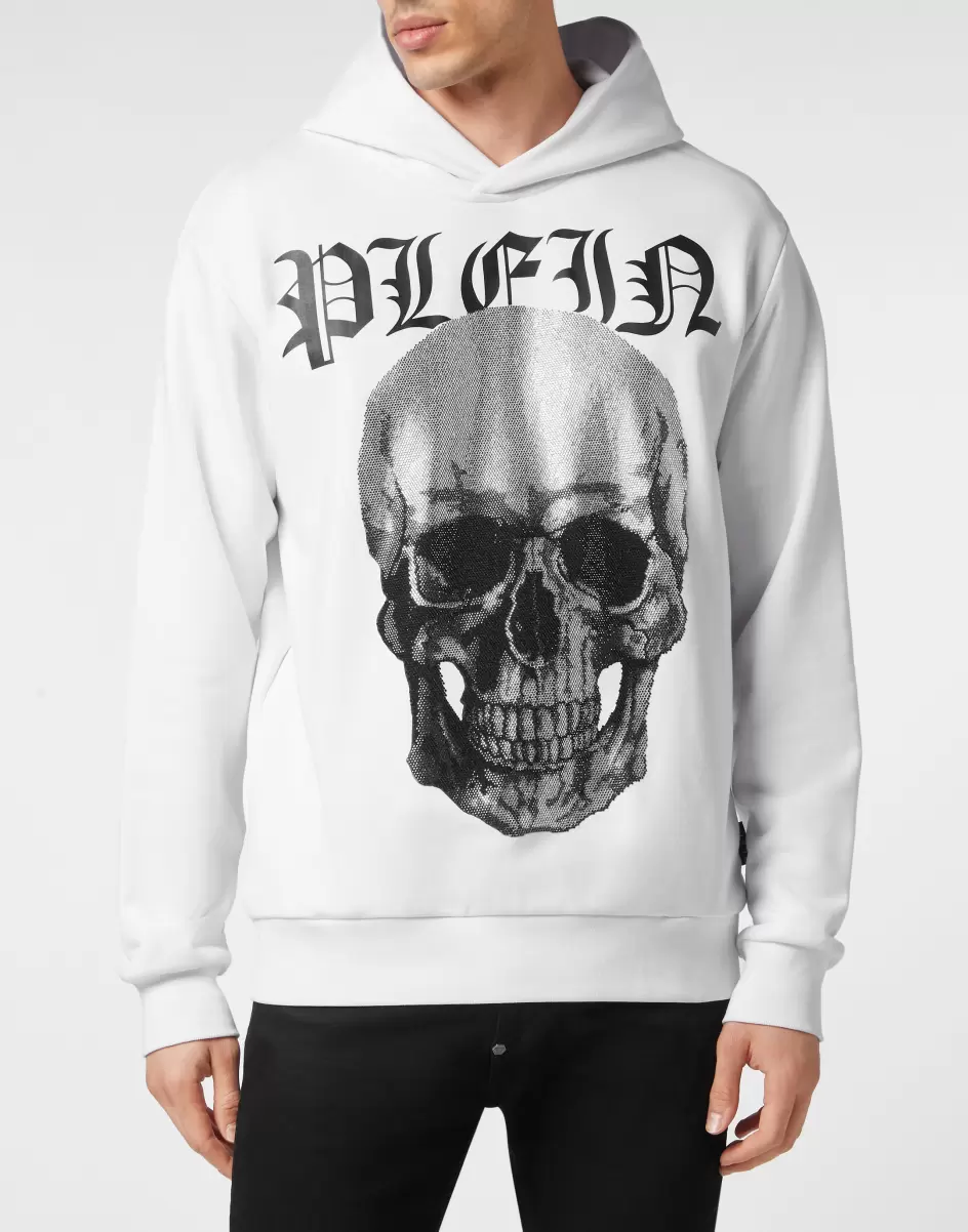 Philipp Plein Hombre Moda Street Style White Hoodie Sweatshirt With Crystals Skull Productos Recomendados - 1