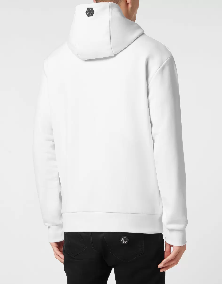 Philipp Plein Hombre Moda Street Style White Hoodie Sweatshirt With Crystals Skull Productos Recomendados - 2