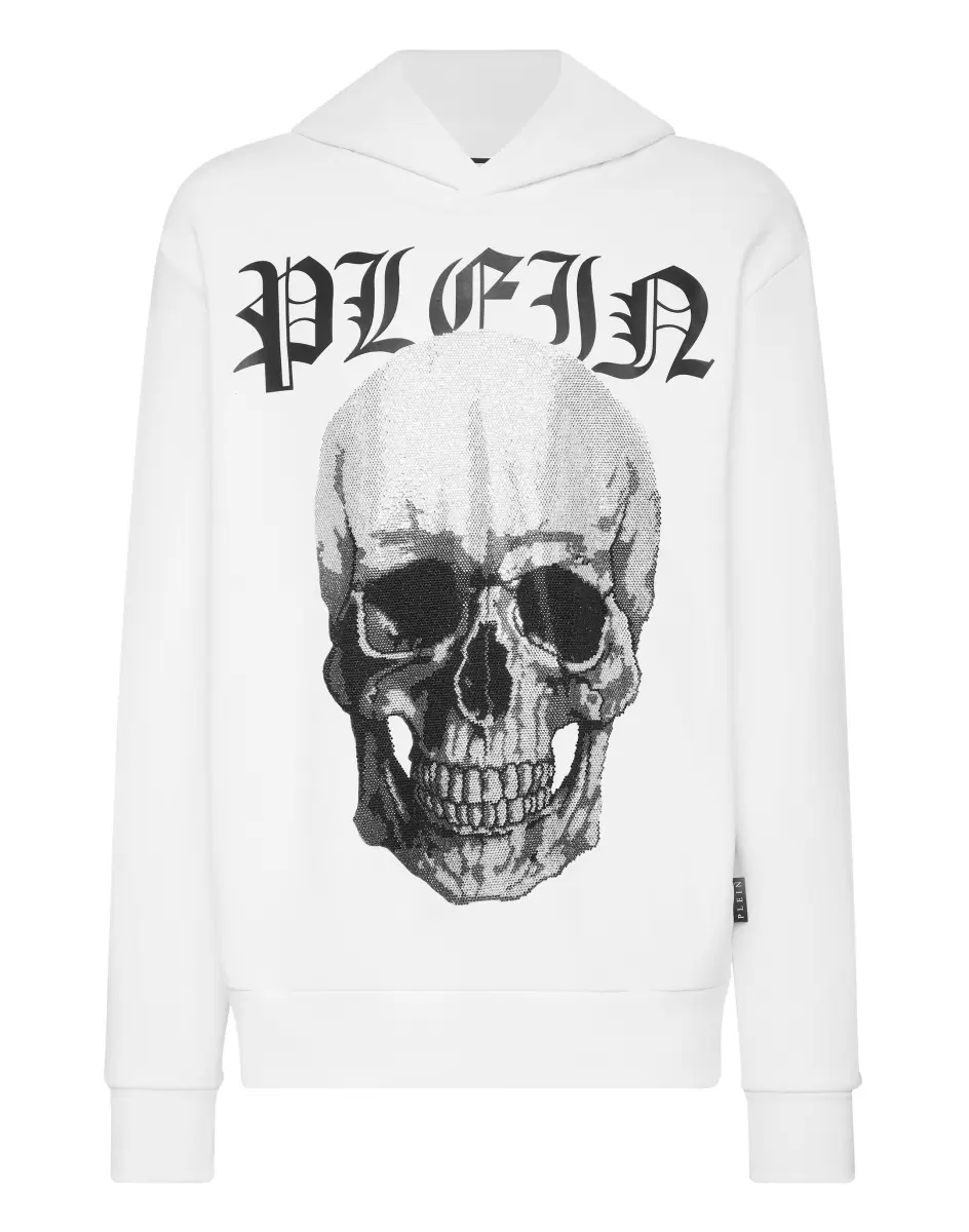 Philipp Plein Hombre Moda Street Style White Hoodie Sweatshirt With Crystals Skull Productos Recomendados