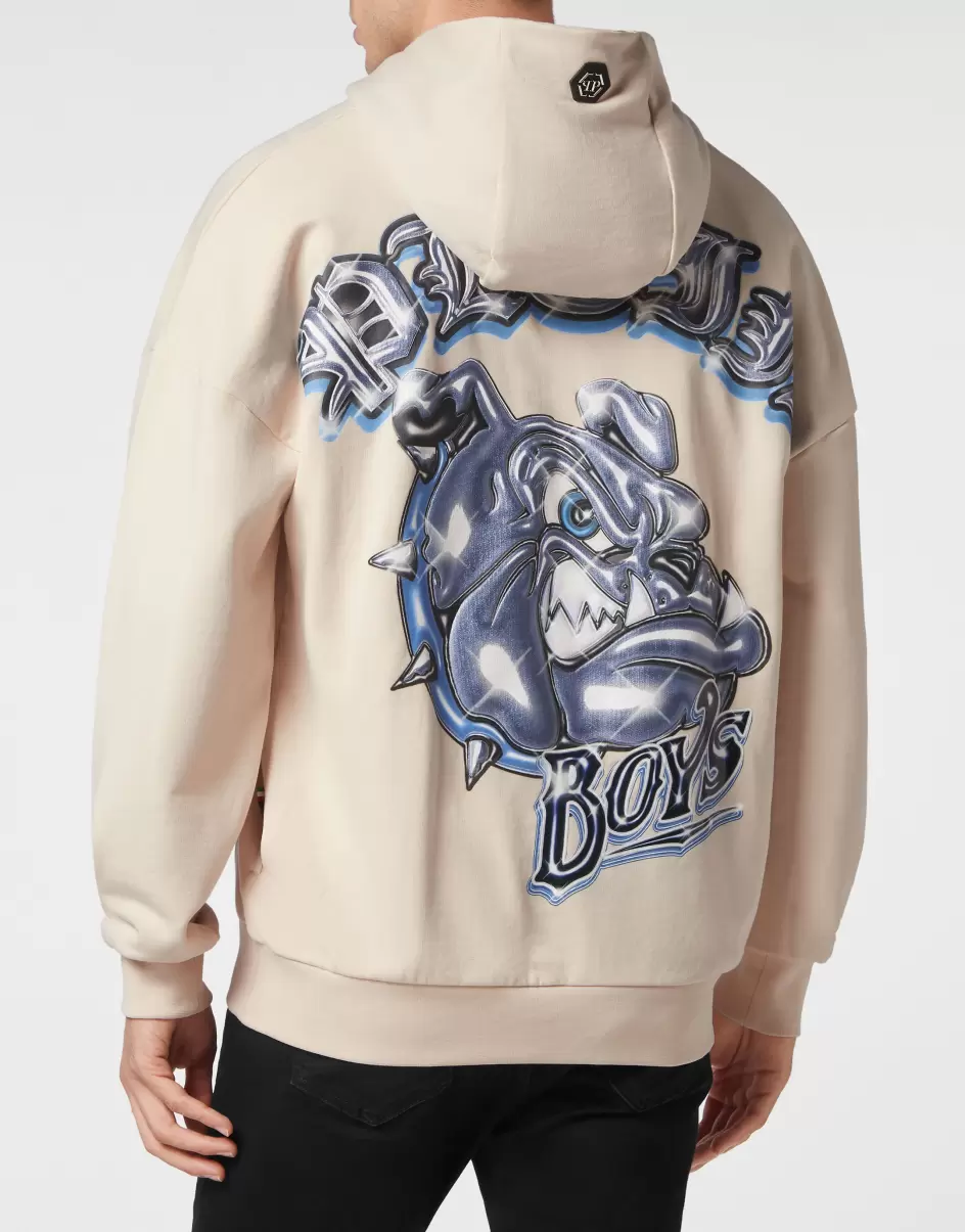 Philipp Plein Recomendar Moda Street Style Hombre Beige Hoodie Sweatshirt Bulldogs - 2