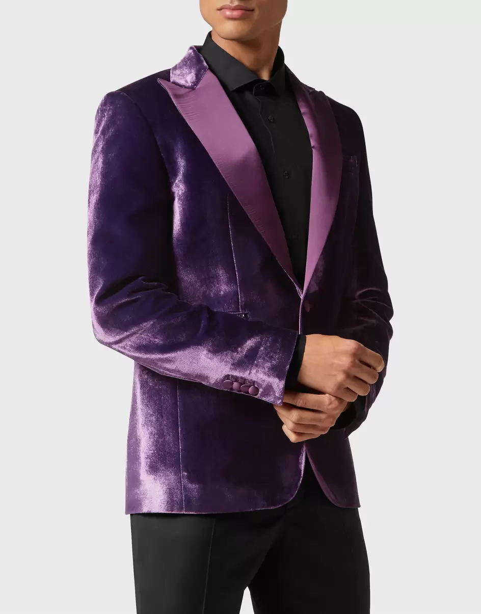 Sartorial Velvet Blazer Purple Philipp Plein Lujoso Hombre - 1