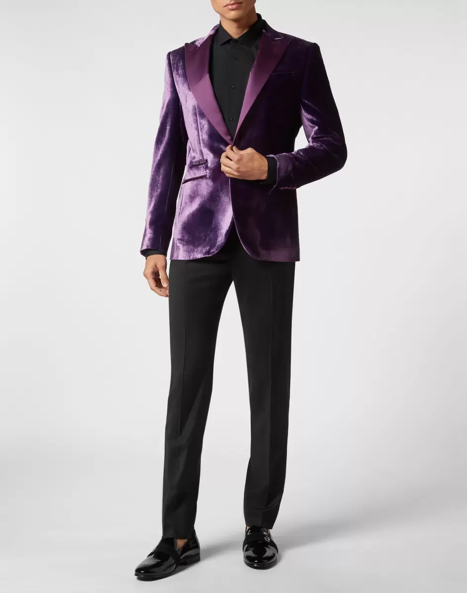 Sartorial Velvet Blazer Purple Philipp Plein Lujoso Hombre - 3