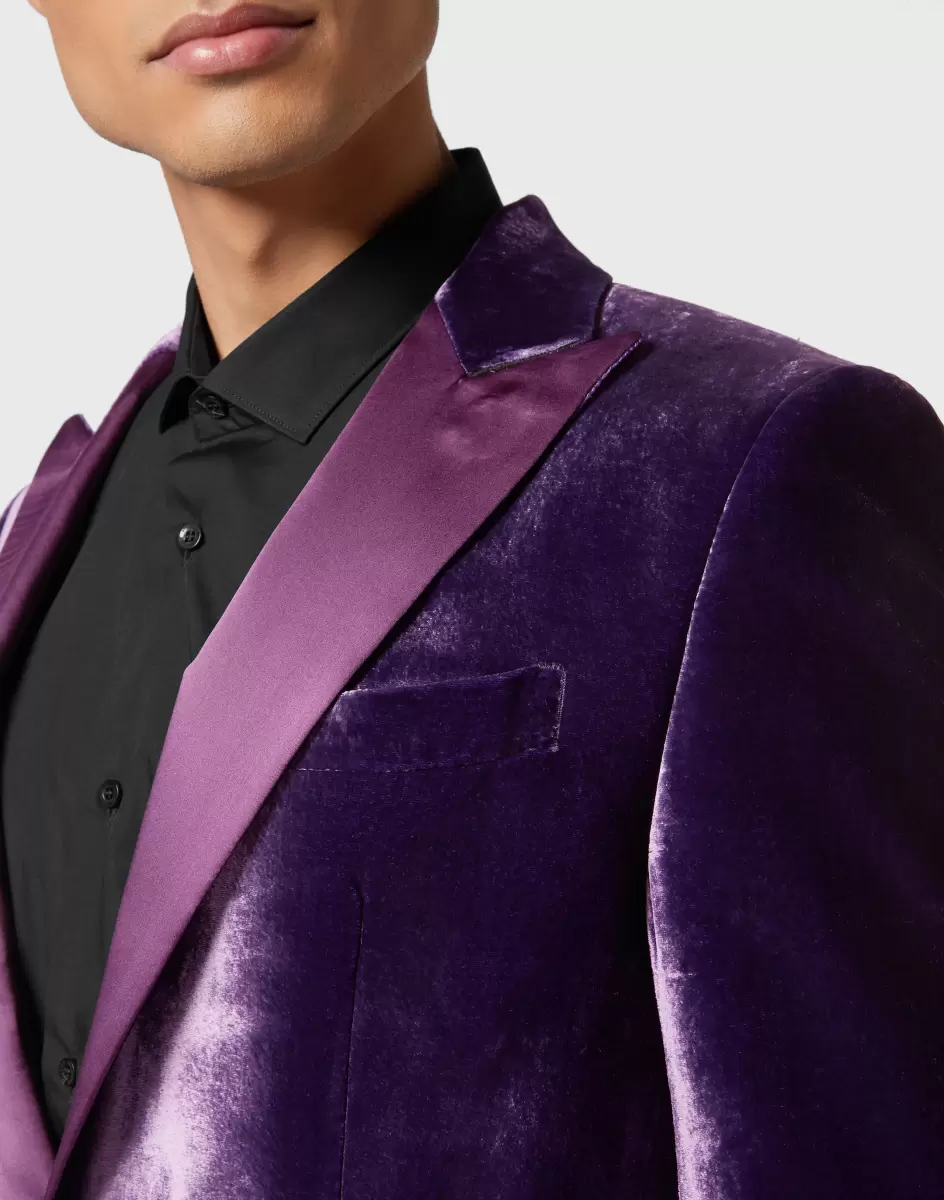 Sartorial Velvet Blazer Purple Philipp Plein Lujoso Hombre - 4