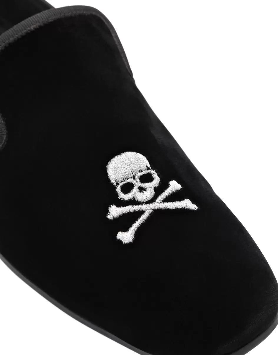 Hombre Loafers & Mocasines Black Precio De Descuento Velvet Loafers Embroidery Skull Philipp Plein - 3