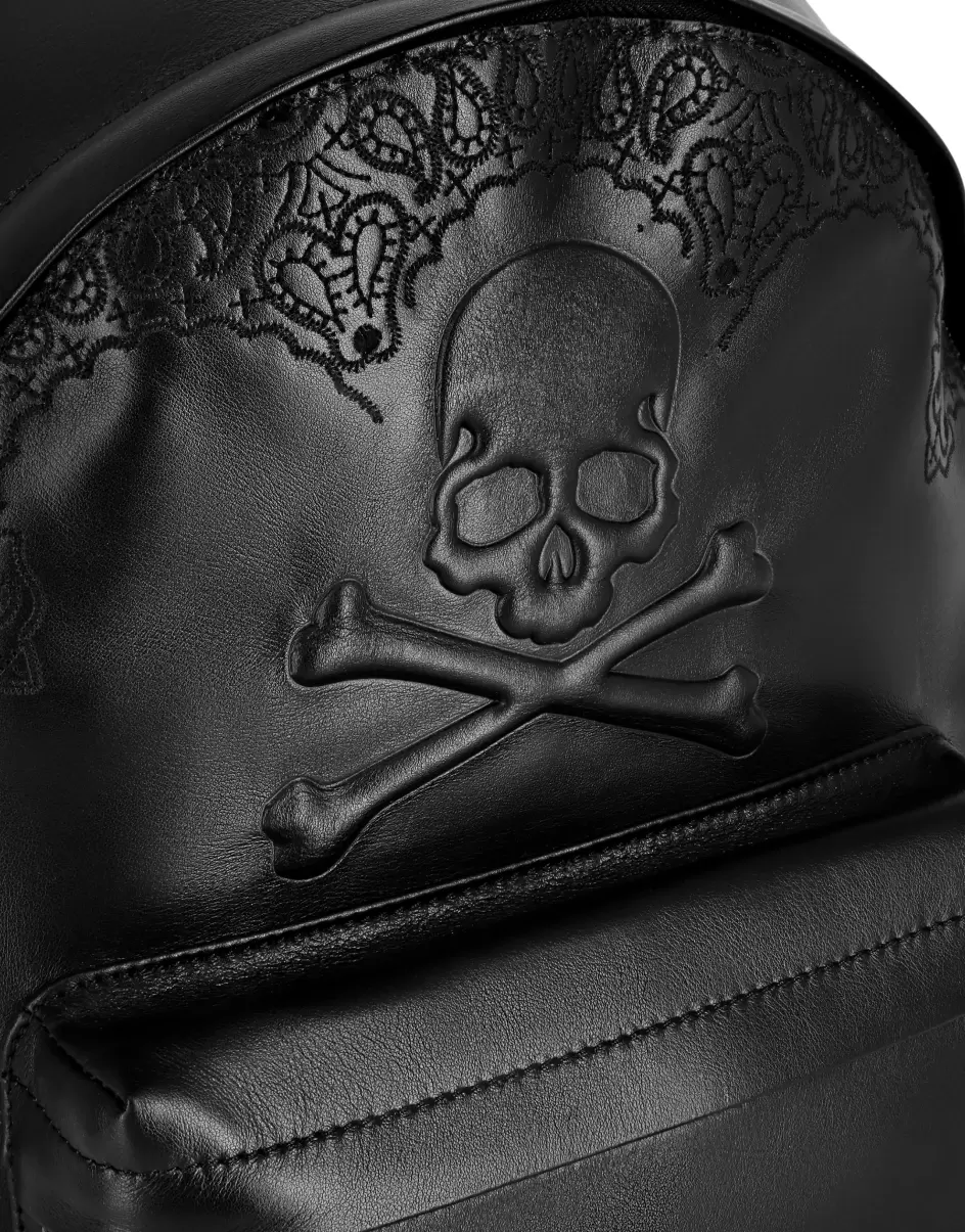 Philipp Plein Mochilas Black Flete Gratis Embroidered Leather Backpack Paisley Hombre - 4