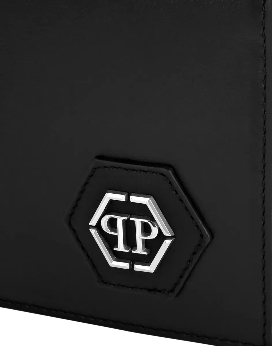 Philipp Plein Hombre Black Novedad Leather French Wallet Hexagon Carteras & Artículos De Cuero - 3