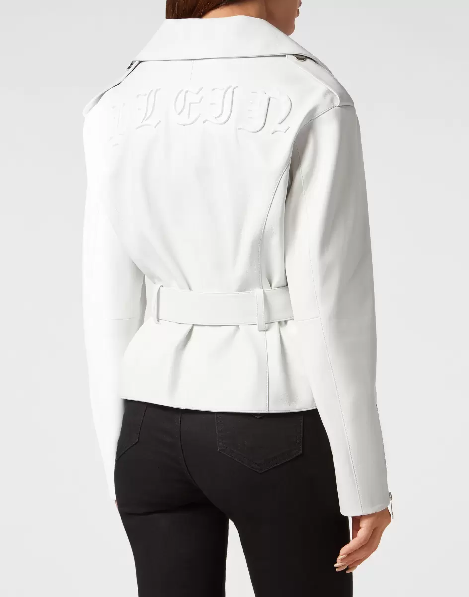 White Philipp Plein Mujer Ropa Exterior Oversize Leather Jacket Noticias - 2