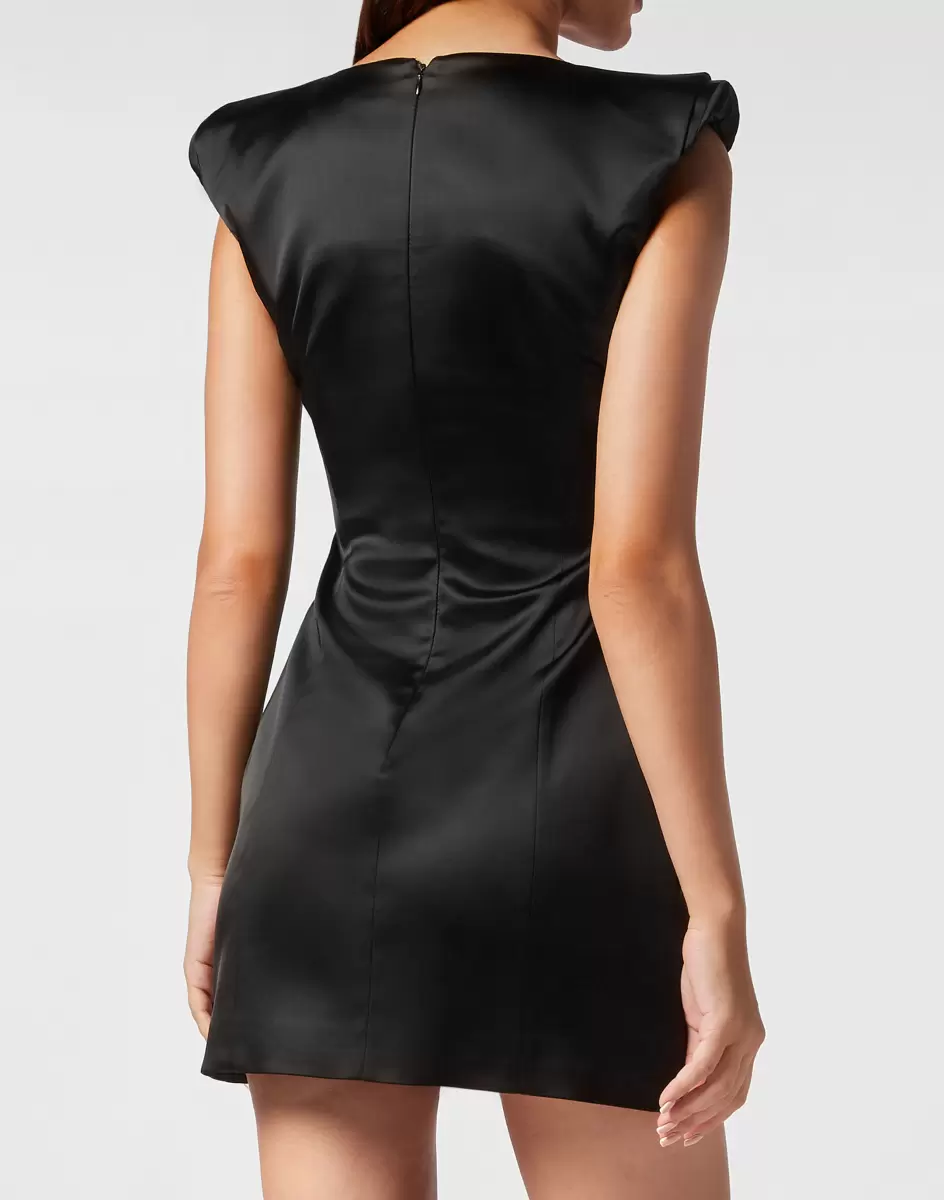 Oferta Especial Black Vestidos Mujer Satin Stretch Mini Dress Sartorial Philipp Plein - 2