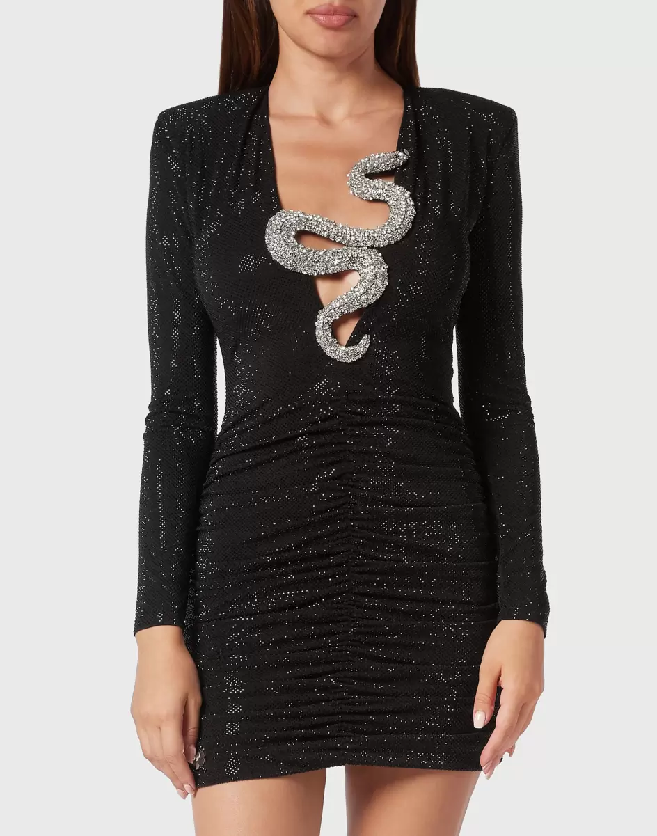 Short Dress Crystal Precio De Descuento Philipp Plein Black Vestidos Mujer - 1