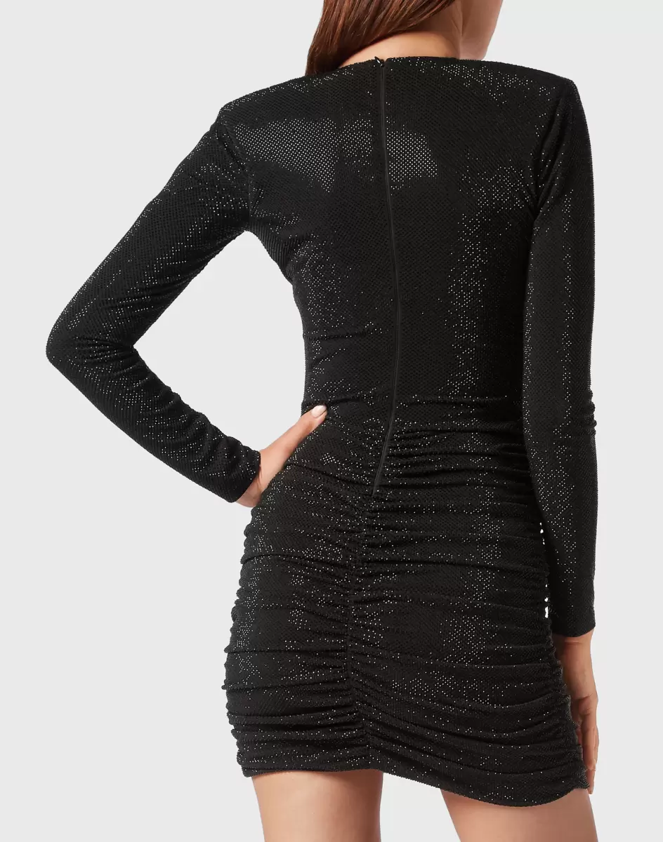 Short Dress Crystal Precio De Descuento Philipp Plein Black Vestidos Mujer - 2