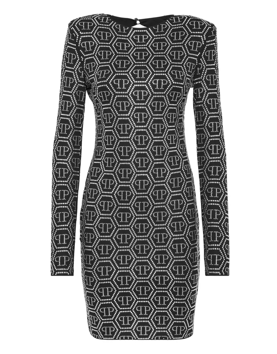 Mini Dress Ls Monogram Black Precio De La Actividad Philipp Plein Vestidos Mujer