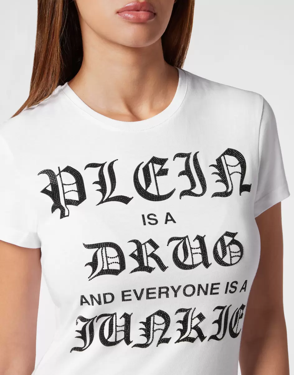 Mujer Camiseta & Polos Philipp Plein White Exclusivo T-Shirt Sexy Pure With Crystals - 4