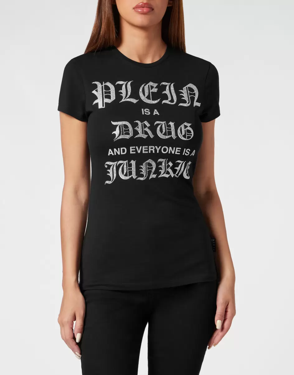 T-Shirt Sexy Pure With Crystals Camiseta & Polos Mujer Clásico Black Philipp Plein - 1